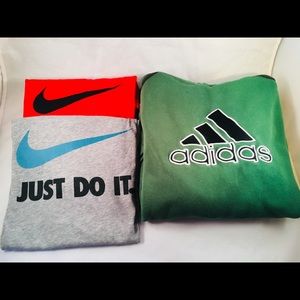 Lot of 3 Adidas hoodie,2 Nike T-shirts Boys Large